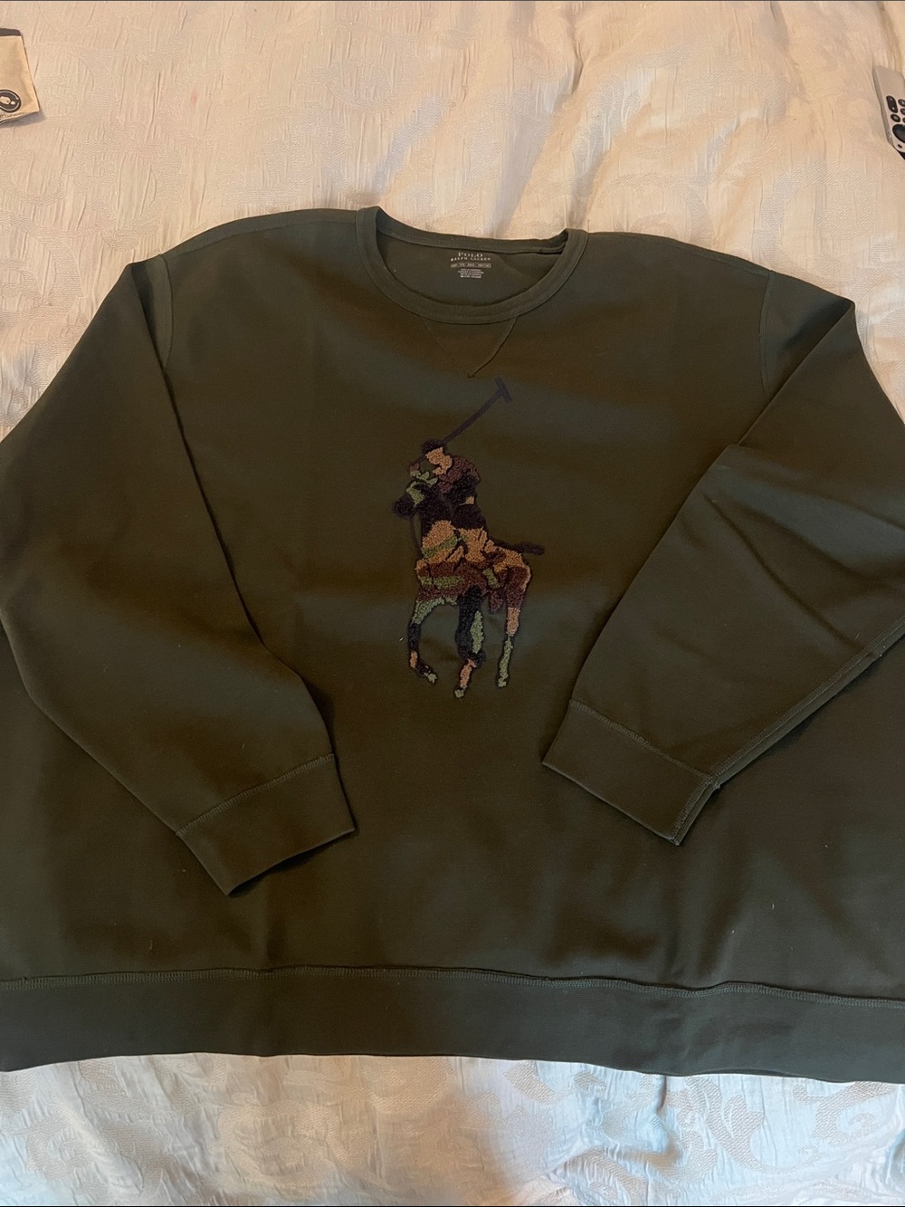 Ralph Lauren Olive Green Polo Player Crewneck Sweatshirt